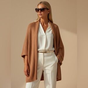 Elsamanda Italy‎ Rose Gold Knit Cardigan Open Front Dolman Sleeve Oversized